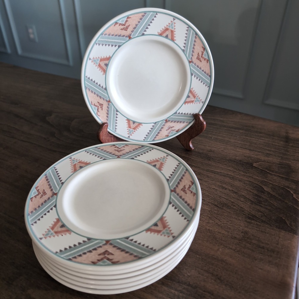 Mikasa Intaglio Santa Fe Bread Plates Butter 7.25" Southwestern Set of 8 CAC24